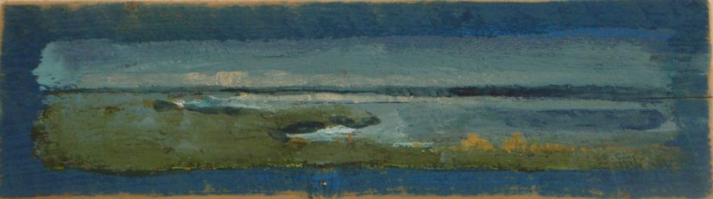 Lichtmoment (3) 2014. Gemengde techniek op hout, 8 bij 40 cm; verkocht