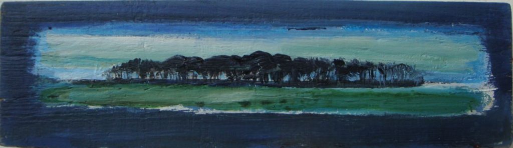 Ambonezenbosje in de C.C.polder 2015. Gemengde techniek op hout, 8 bij 40 cm