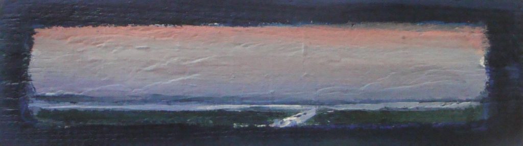 Kwelder C.C. polder, 2015. Gemengde techniek op hout,11 bij 40 cm ; verkocht