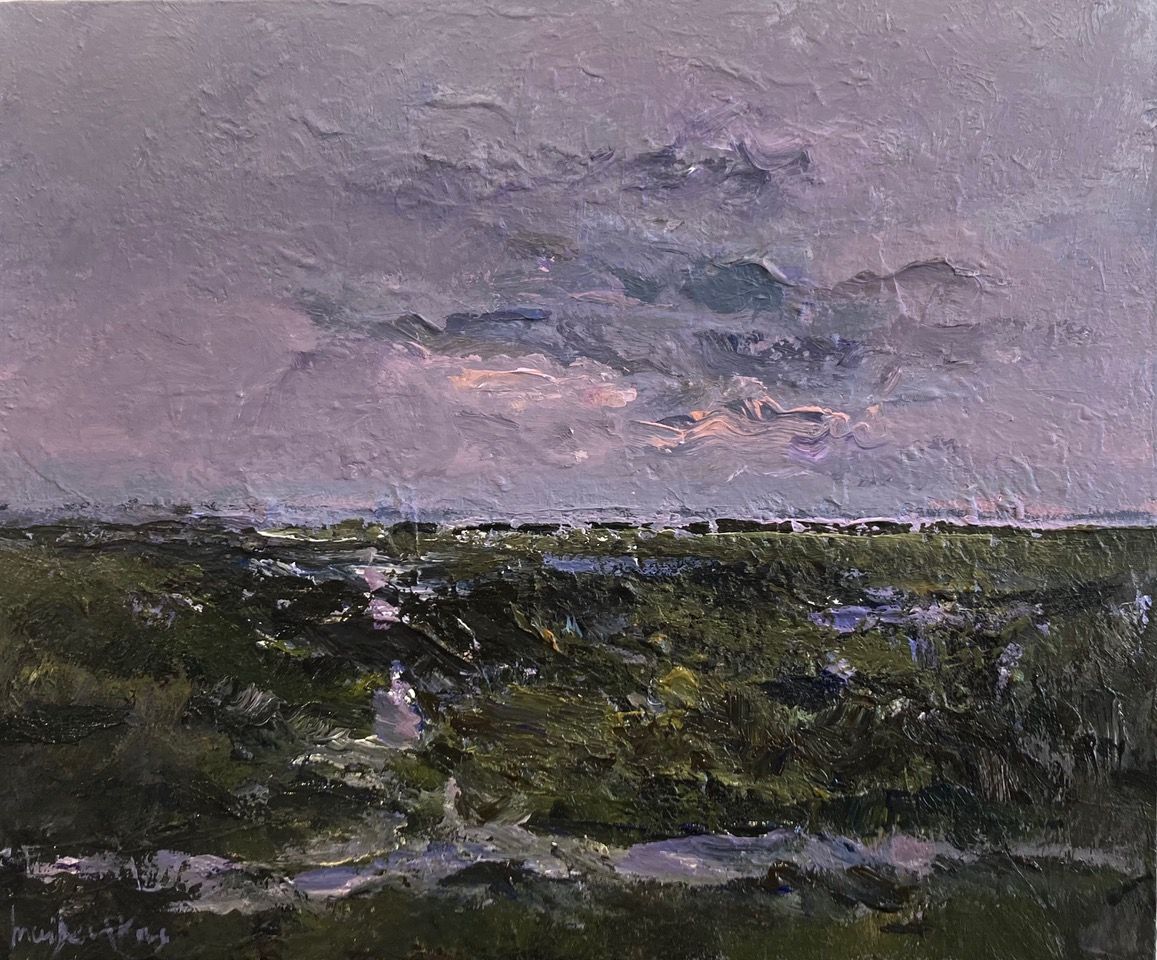 Duisterland, 2023. Acryl op linnen, 40 bij 50 cm